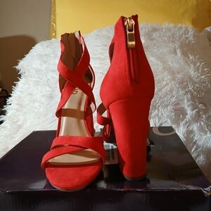 Ollio Bold Red Strappy Heels